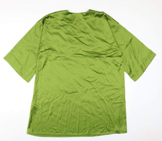 Never Fully Dressed Womens Green Polyethylene A-Line Size 6 V-Neck Pullover