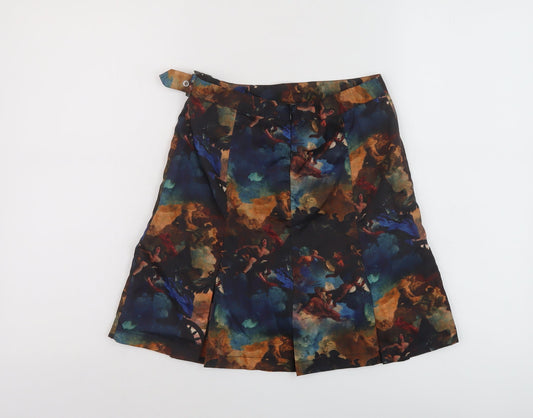 COLLUSION Womens Multicoloured Geometric Polyester A-Line Skirt Size 6 Zip