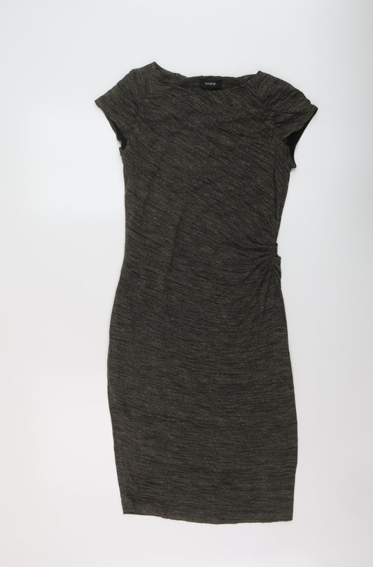 Additional front view of Autograph women’s green viscose bodycon, size UK 8, round neck pullover