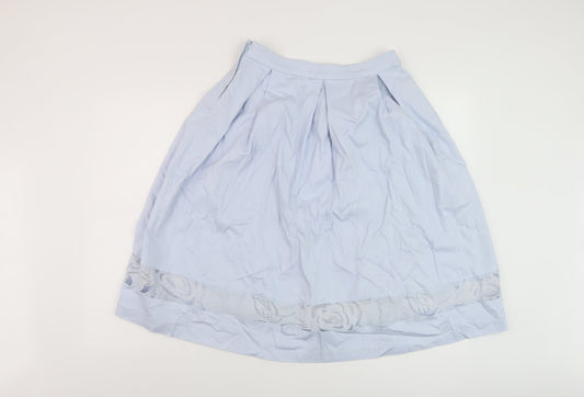 Dorothy Perkins Womens Blue Cotton A-Line Skirt Size 8 Zip