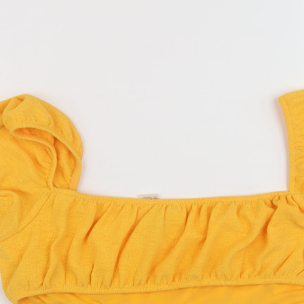 Womens UK Size M H&M Yellow Cropped Blouse