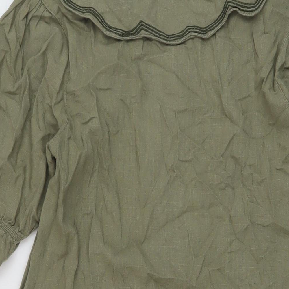 NEXT Womens Green Viscose Shirt Dress Size 10 V-Neck Button