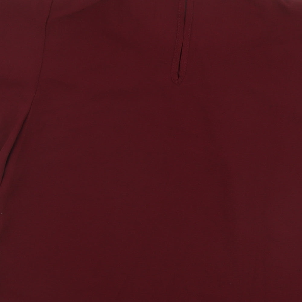 Boohoo Womens Red Polyester Basic Blouse Size 8 Mock Neck