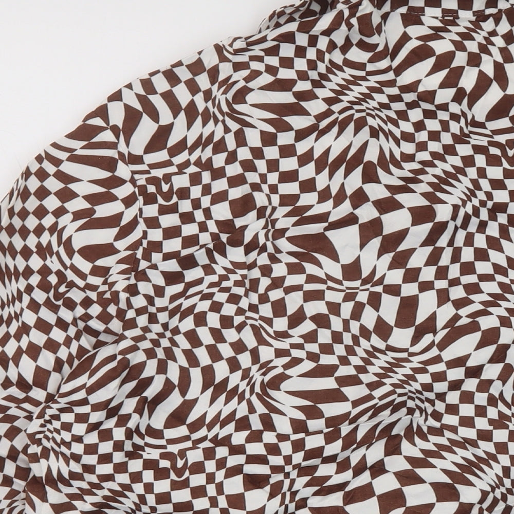 Womens UK Size M Bershka Brown Basic Blouse