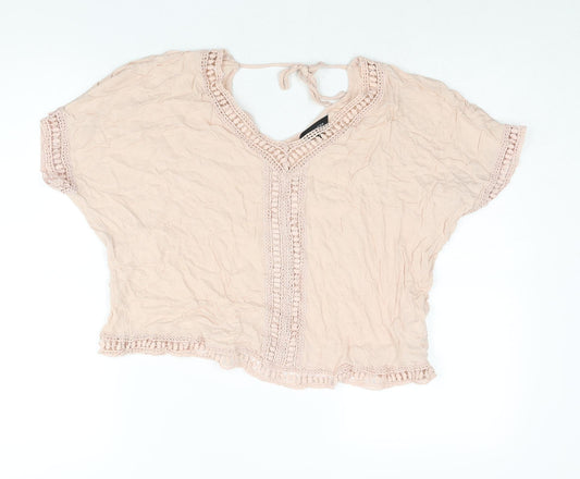 Womens UK Size 10 New Look Pink Basic Blouse