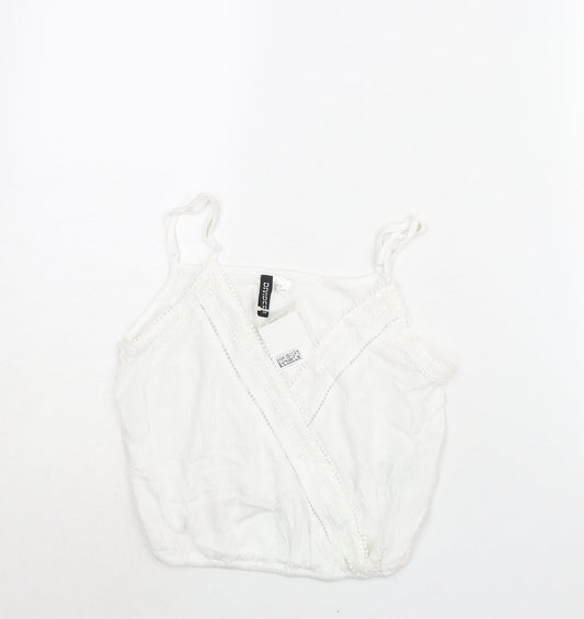 Womens UK Size 8 Divided by H&M White Cropped Blouse
