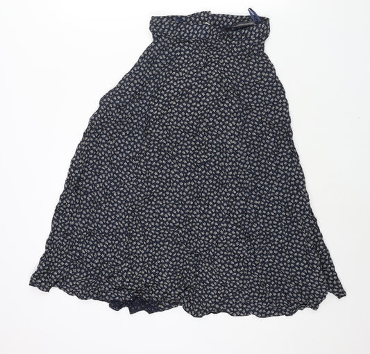 Principles Womens Blue Geometric Polyester Flare Skirt Size 24 in Button