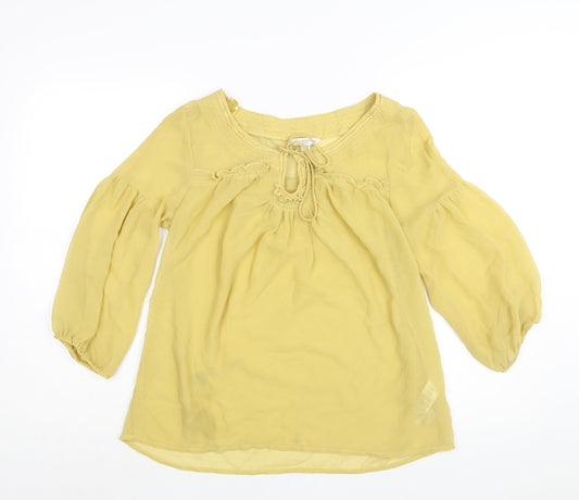 Womens UK Size 12 New Look Yellow Basic Blouse