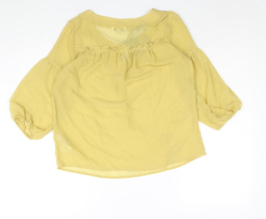 Womens UK Size 12 New Look Yellow Basic Blouse