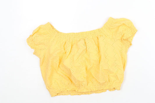 Womens UK Size 12 Divided by H&M Yellow Cropped Blouse