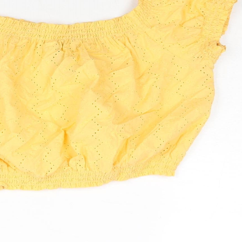 Womens UK Size 12 Divided by H&M Yellow Cropped Blouse