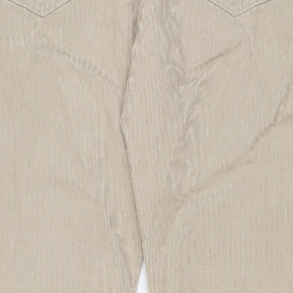 Marks and Spencer Mens Beige Cotton Trousers Size 40 in L33 in Slim Zip - Long Leg