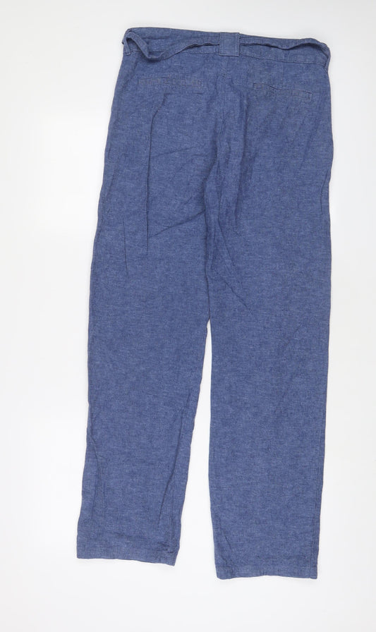 F&F Womens Blue Cotton Straight Jeans Size 10 L31 in Regular Zip - Belted