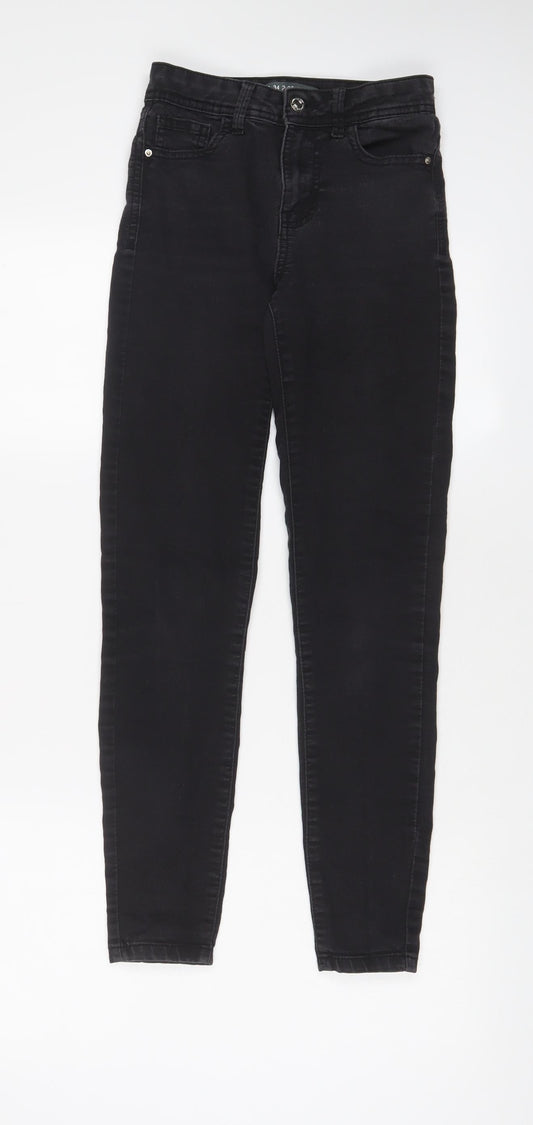 Additional front view of Denim & Co. women’s grey cotton skinny jeans, size UK 6, 27-inch leg regular zip