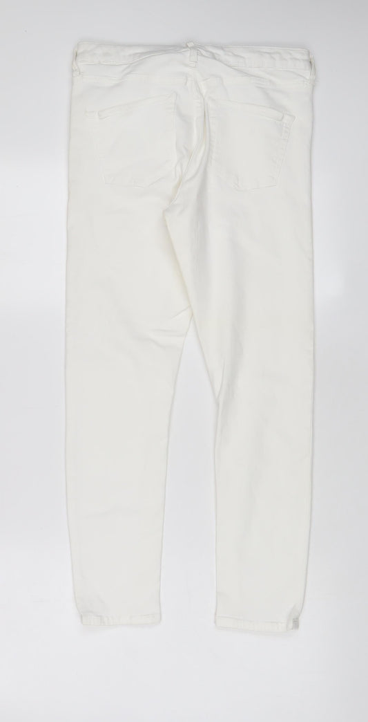Topshop Womens White Cotton Skinny Jeans Size 30 in L30 in Regular Zip