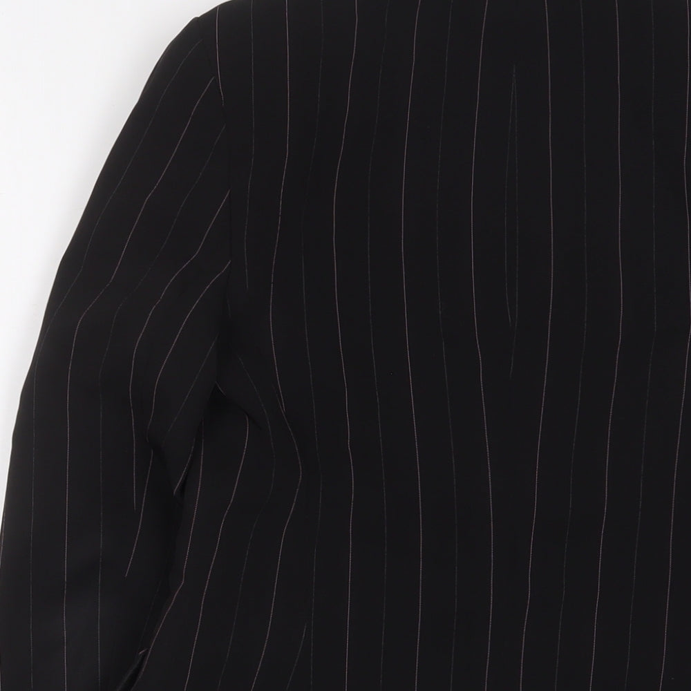 Brand and care label for Red Herring women’s black striped jacket blazer, size UK 8, button