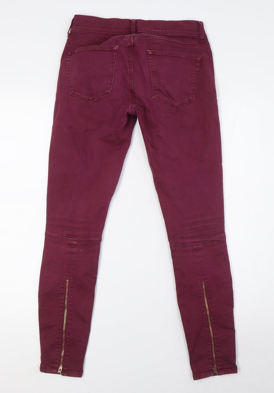 Gap Womens Purple Cotton Skinny Jeans Size 24 in L28 in Regular Zip - Zip Detail