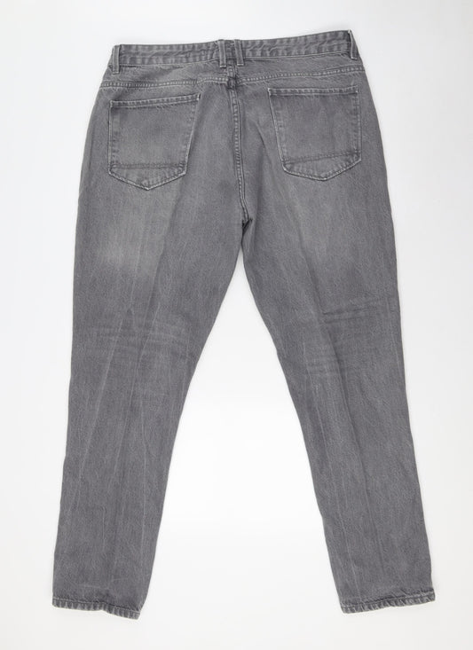 Matalan Mens Grey Cotton Tapered Jeans Size 40 in L31 in Regular Zip
