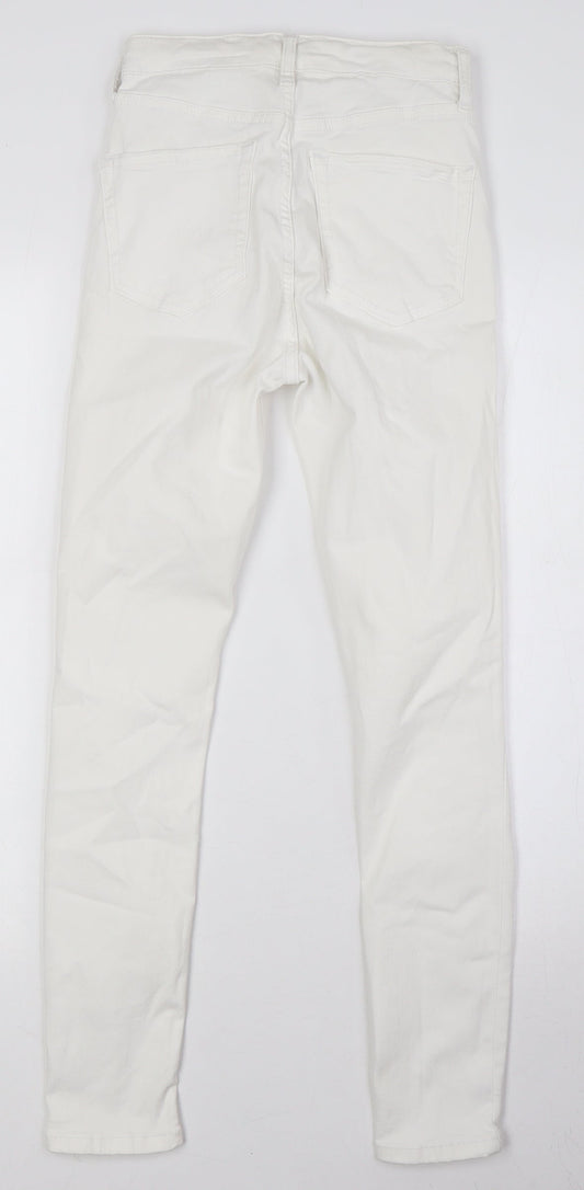 Topshop Womens White Cotton Skinny Jeans Size 25 in L26 in Regular Zip