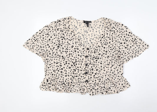 Womens UK Size 14 New Look Beige Basic Button-Up