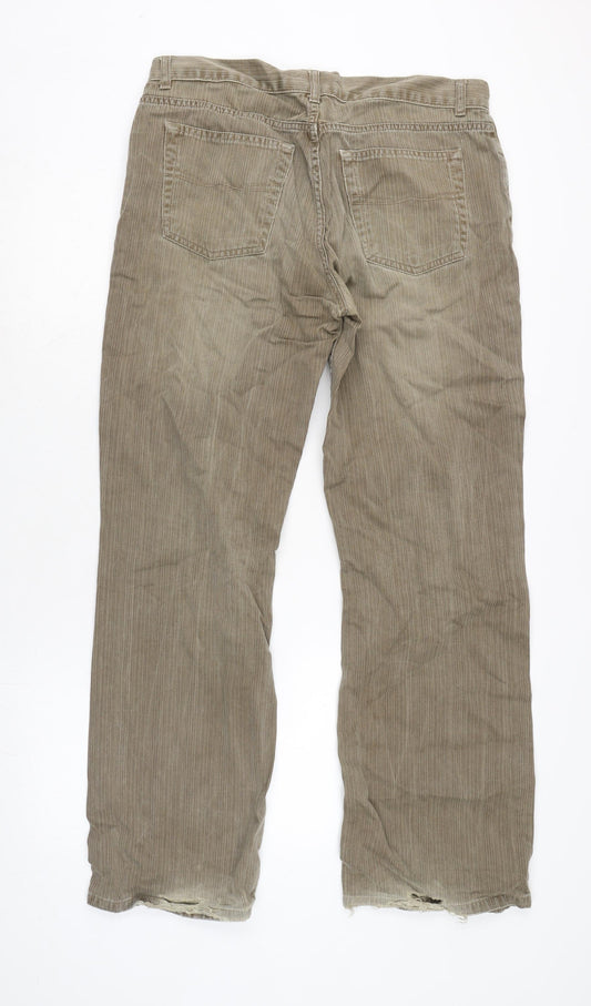 Linea Mens Beige Cotton Straight Jeans Size 34 in L32 in Regular Zip