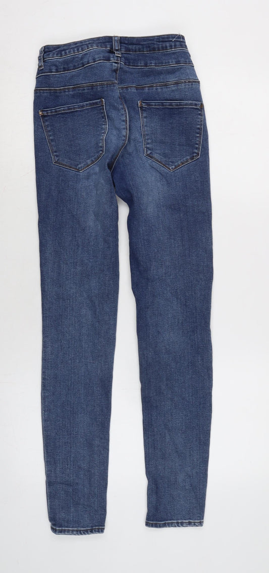 New Look Womens Blue Cotton Blend Tapered Jeans Size 10 L29 in Regular Zip