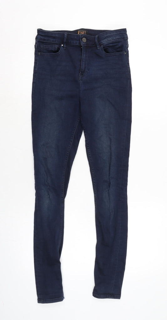 Womens UK Size 8 F&F Regular Fit Tapered Blue Jeans