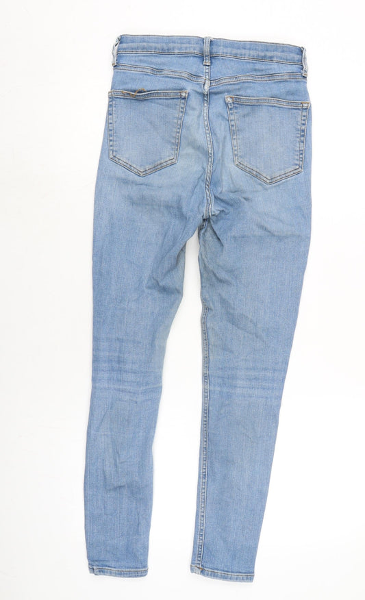 Topshop Womens Blue Cotton Blend Straight Jeans Size 26 in L27 in Regular Zip