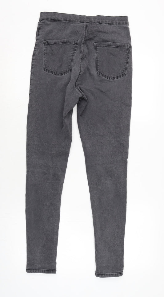 Topshop Womens Grey Cotton Blend Straight Jeans Size 26 in L28 in Regular Zip