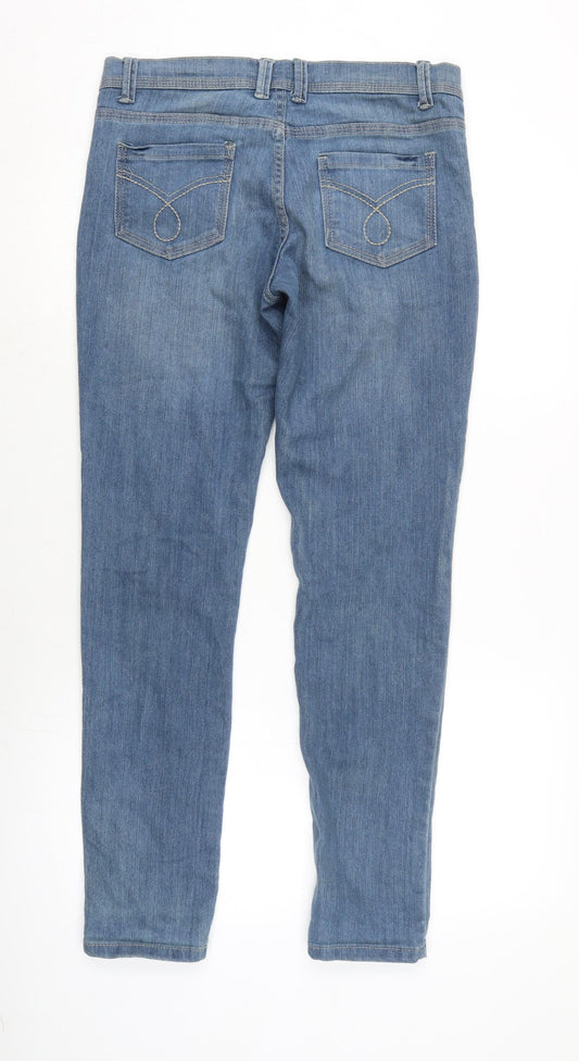Denim & Co. Womens Blue Cotton Blend Skinny Jeans Size 10 L28.5 in Regular Zip