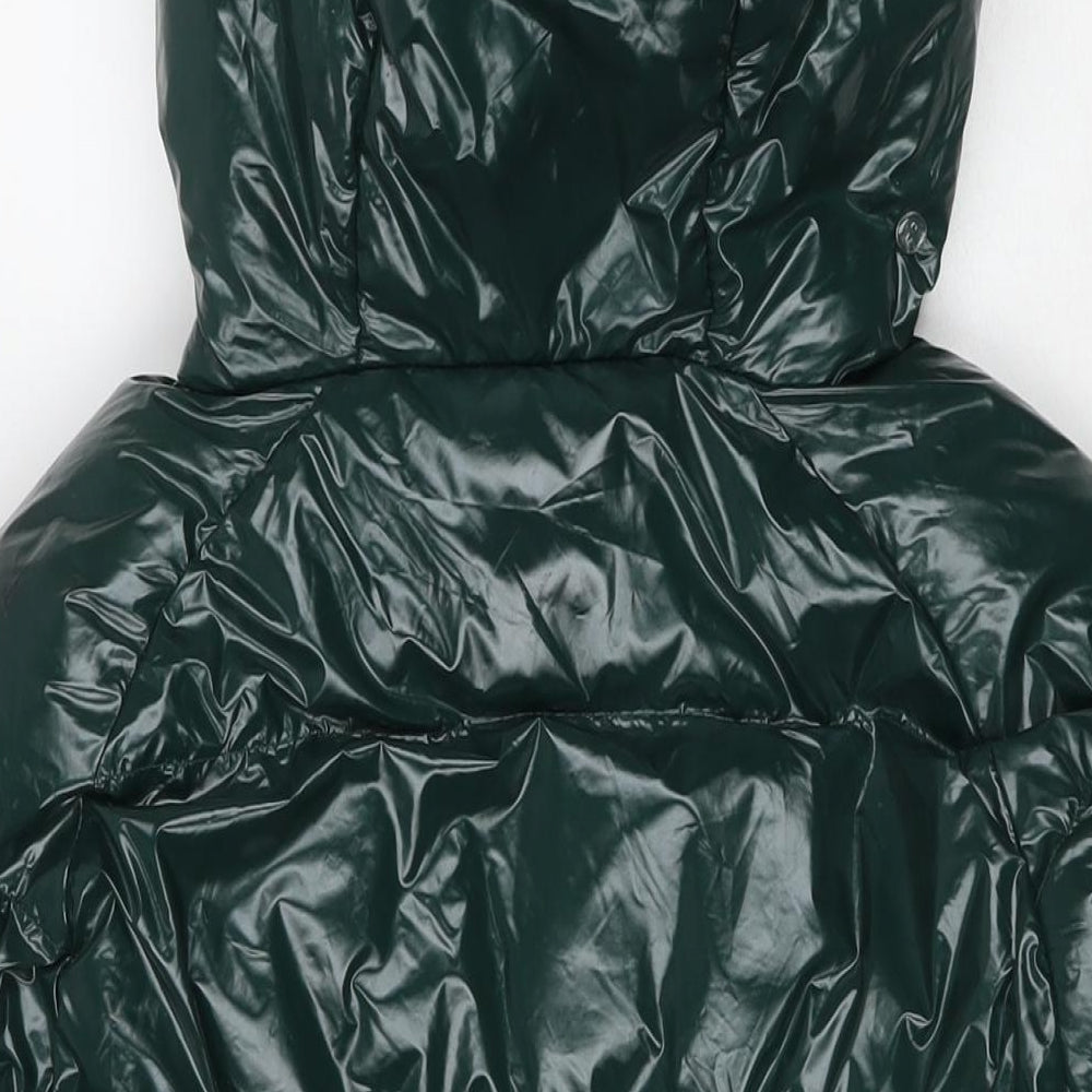 Boohoo Womens Green Puffer Jacket Jacket Size 8 Zip