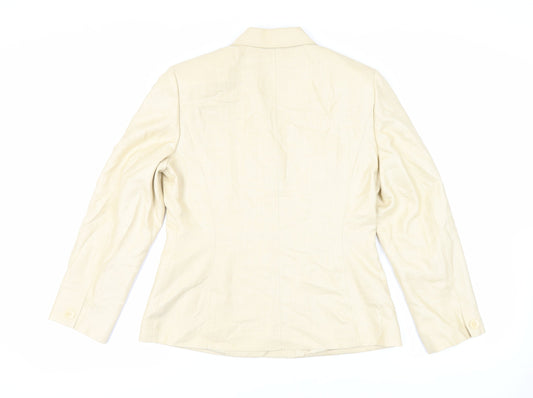 Precis Petite Womens Beige Jacket Blazer Size 12 Button