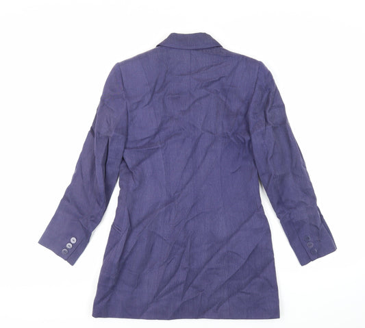 Precis Petite Womens Blue Jacket Blazer Size 8 Button - Longline