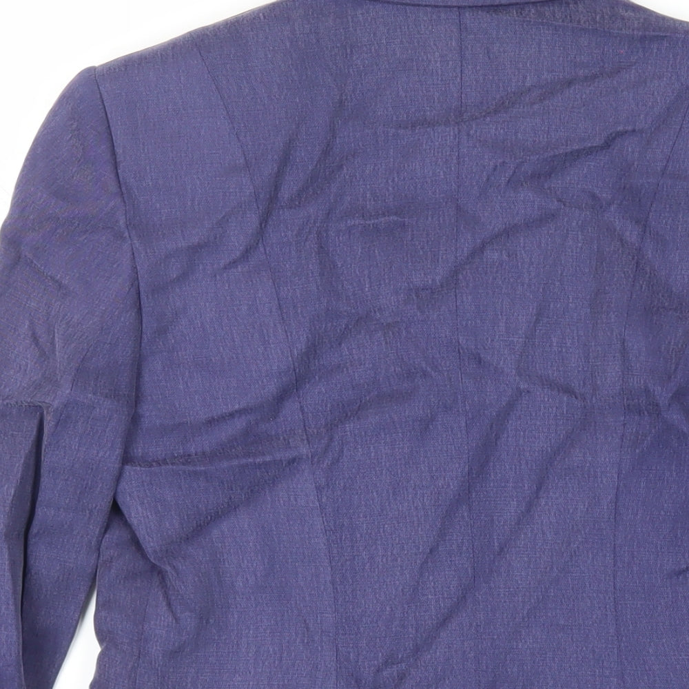 Precis Petite Womens Blue Jacket Blazer Size 8 Button - Longline