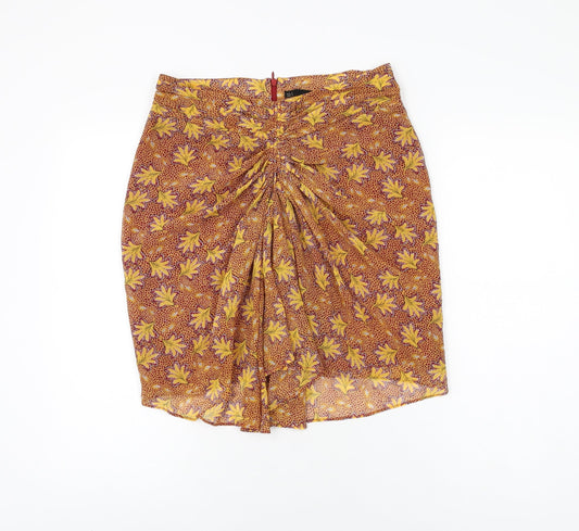 Additional front view of Sfera women’s multicoloured floral polyester mini skirt, size M, zip