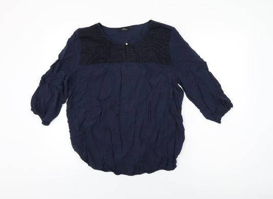 Bonmarché Womens Blue Viscose Basic T-Shirt Size 16 Round Neck