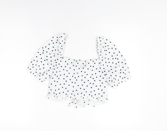 Womens UK Size 8 ASOS White Cropped T-Shirt