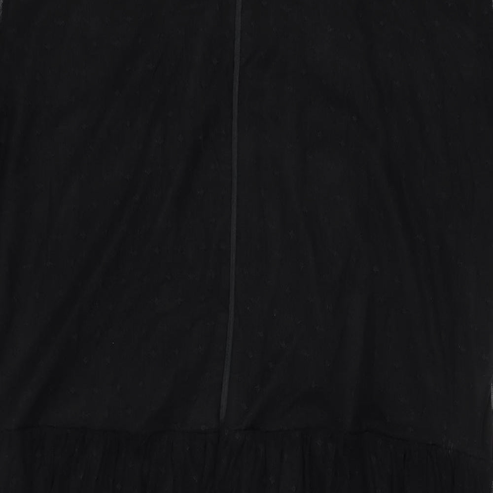 Oasis Womens Black Floral Polyamide A-Line Size XL Round Neck Zip