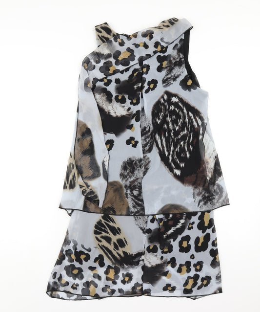 Izabel London Womens Multicoloured Animal Print Polyester A-Line Size 10 Scoop Neck Pullover