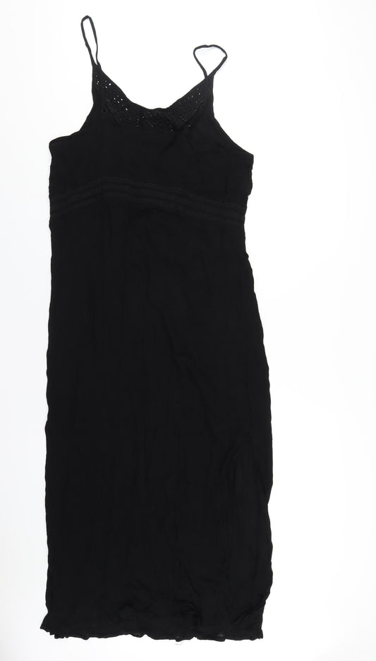 Marks and Spencer Womens Black Viscose A-Line Size 22 V-Neck Pullover