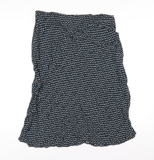 Marks and Spencer Womens Black Geometric Viscose A-Line Skirt Size 18 Zip
