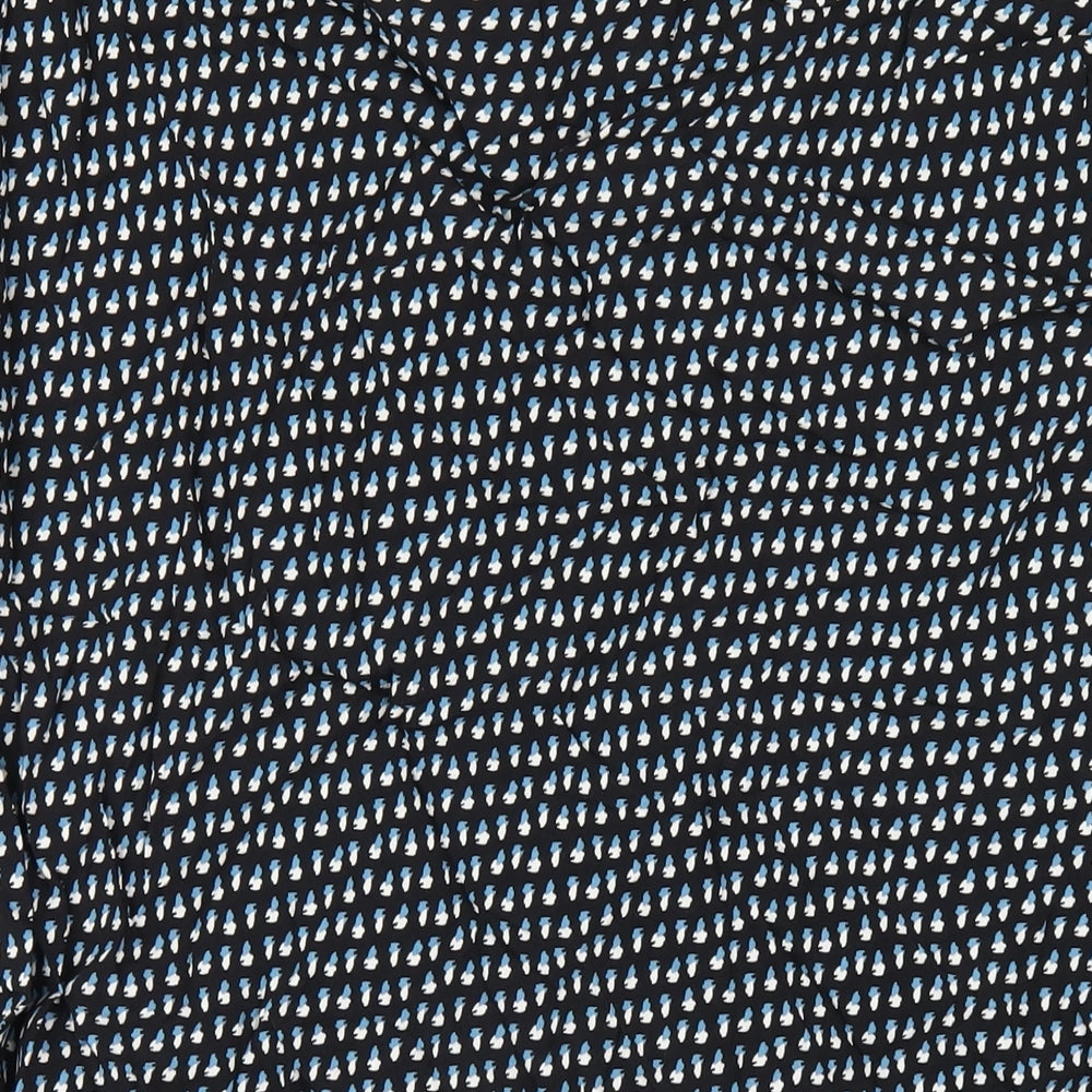 Marks and Spencer Womens Black Geometric Viscose A-Line Skirt Size 18 Zip