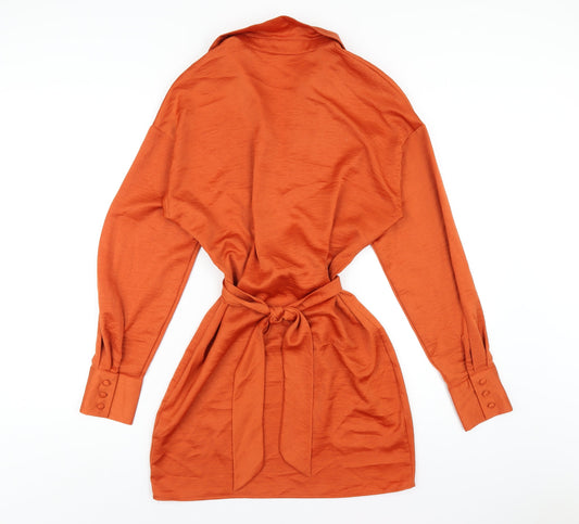 In the Style Womens Orange Polyester Mini Size 10 V-Neck Zip