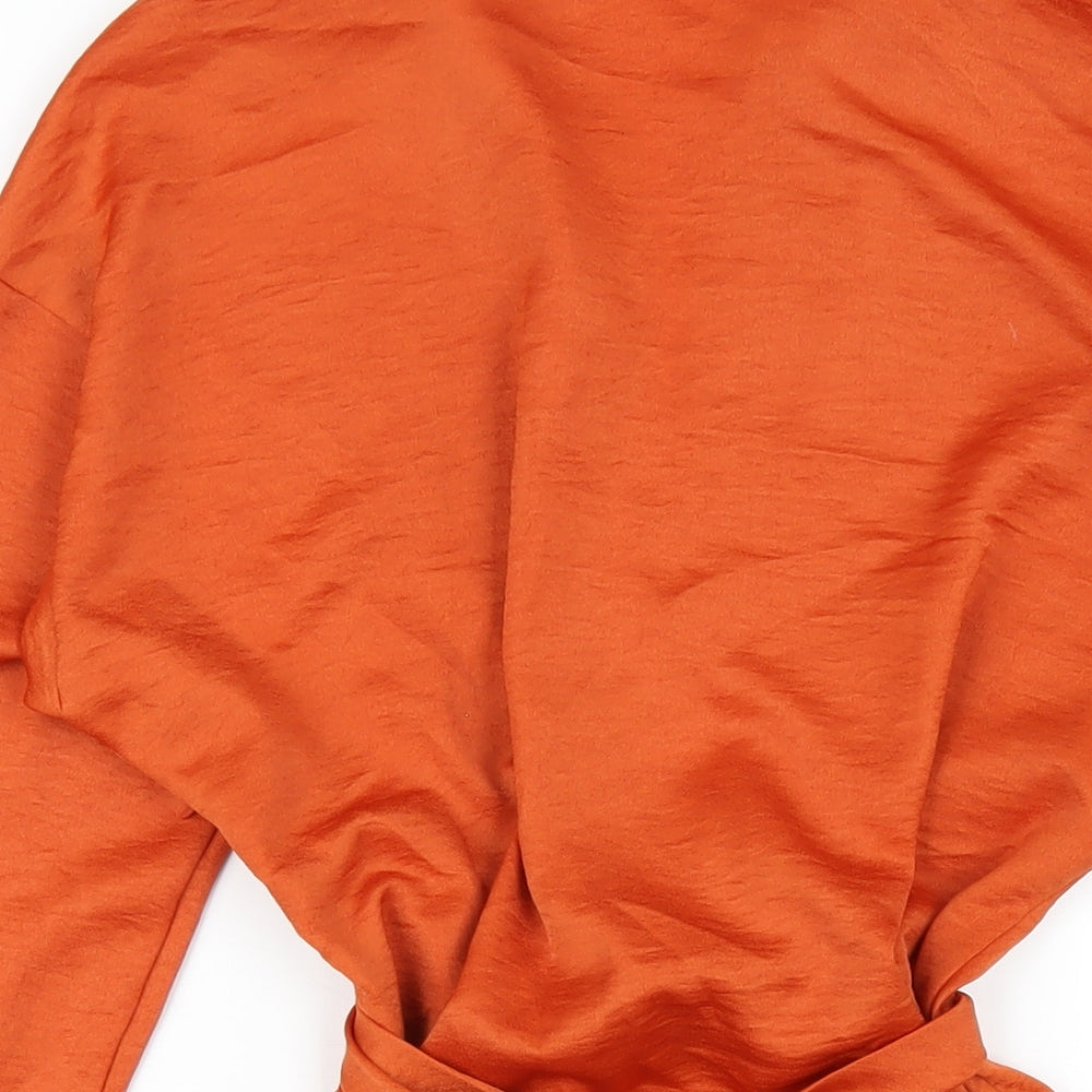 In the Style Womens Orange Polyester Mini Size 10 V-Neck Zip
