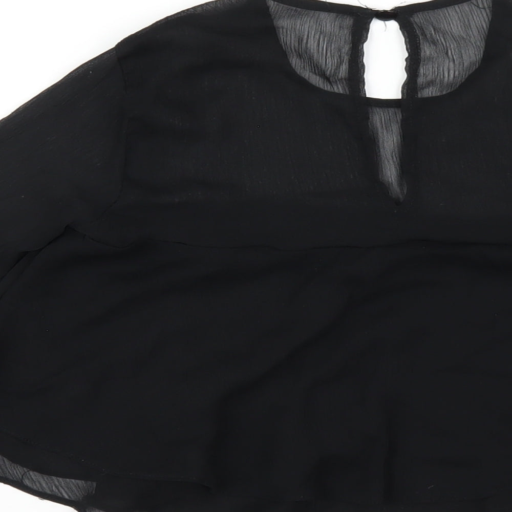Womens UK Size 6 Nobody's Child Black Basic T-Shirt