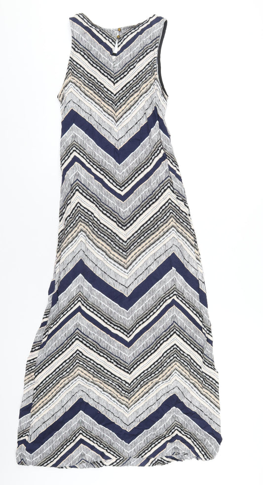 Dorothy Perkins Womens Multicoloured Chevron Viscose A-Line Size 8 Round Neck Button