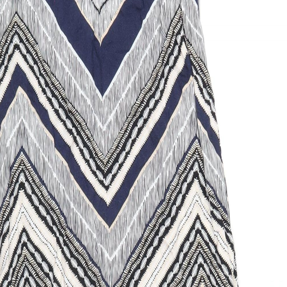 Dorothy Perkins Womens Multicoloured Chevron Viscose A-Line Size 8 Round Neck Button