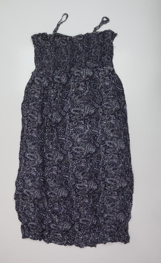 B.You Womens Blue Geometric Viscose A-Line Size 20 Square Neck Pullover