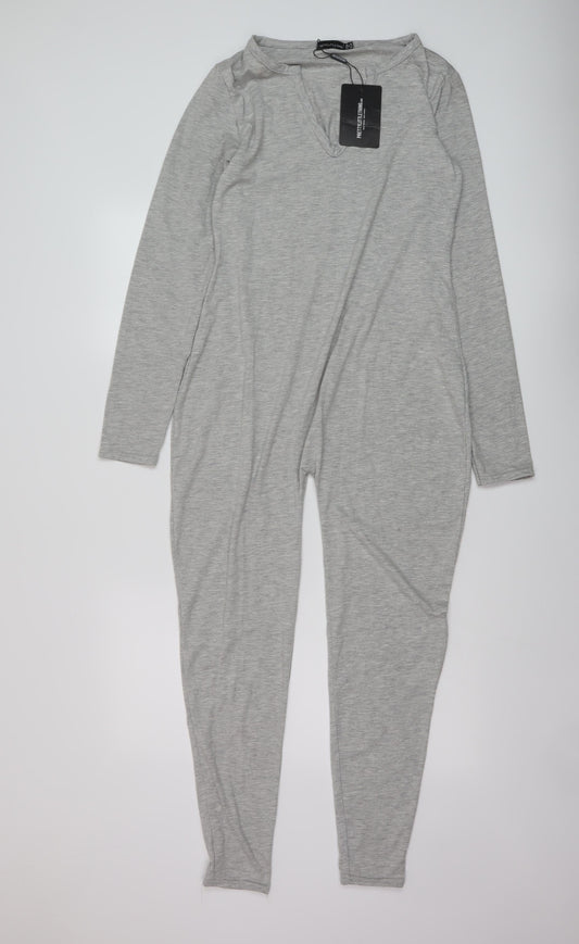 Womens UK Size 10 PRETTYLITTLETHING One-Piece Grey Jumpsuit