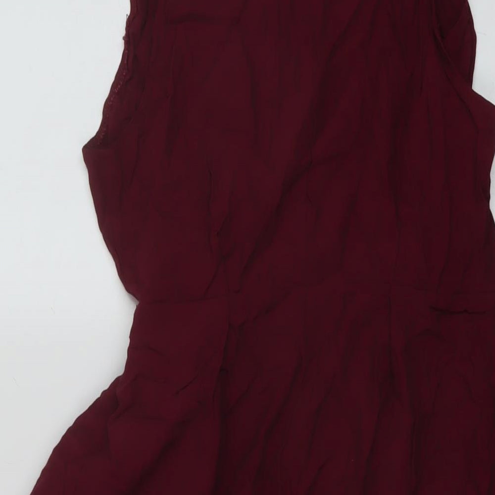 Topshop Womens Red Viscose Wrap Dress Size 8 V-Neck Tie